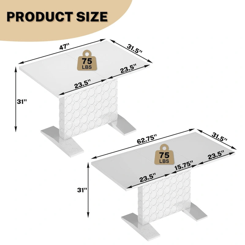 Expandable Dining Table - Seats up to 6, High-Gloss Finish