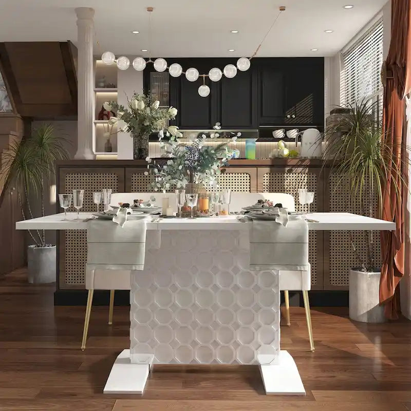 Expandable Dining Table - Seats up to 6, High-Gloss Finish