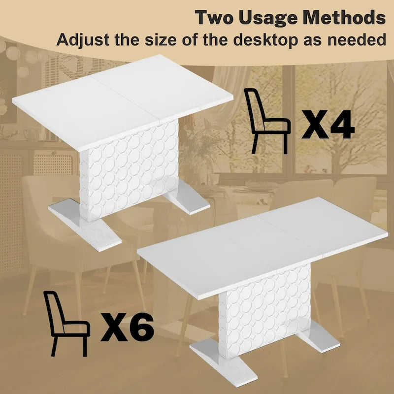 Expandable Dining Table - Seats up to 6, High-Gloss Finish