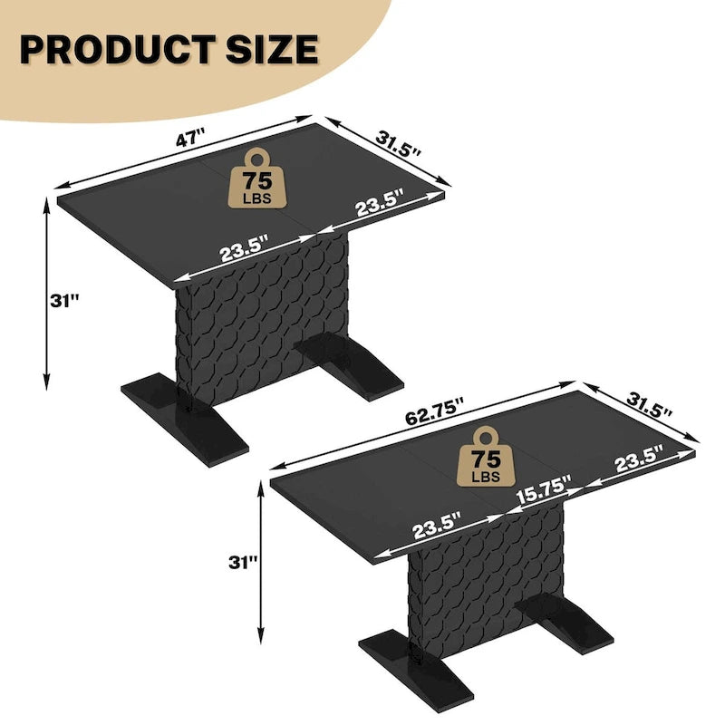 Expandable Dining Table - Seats up to 6, High-Gloss Finish