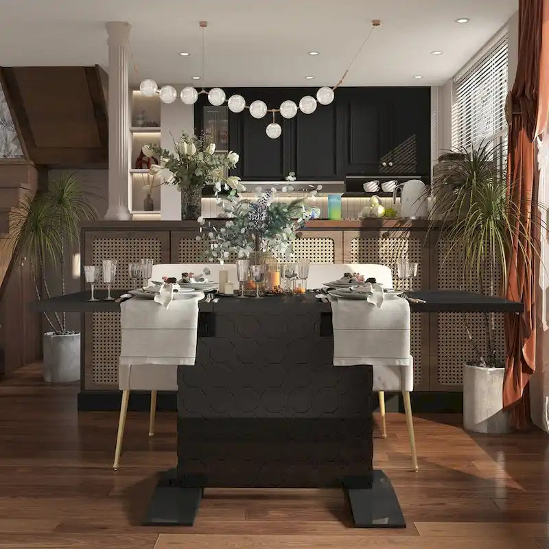 Expandable Dining Table - Seats up to 6, High-Gloss Finish