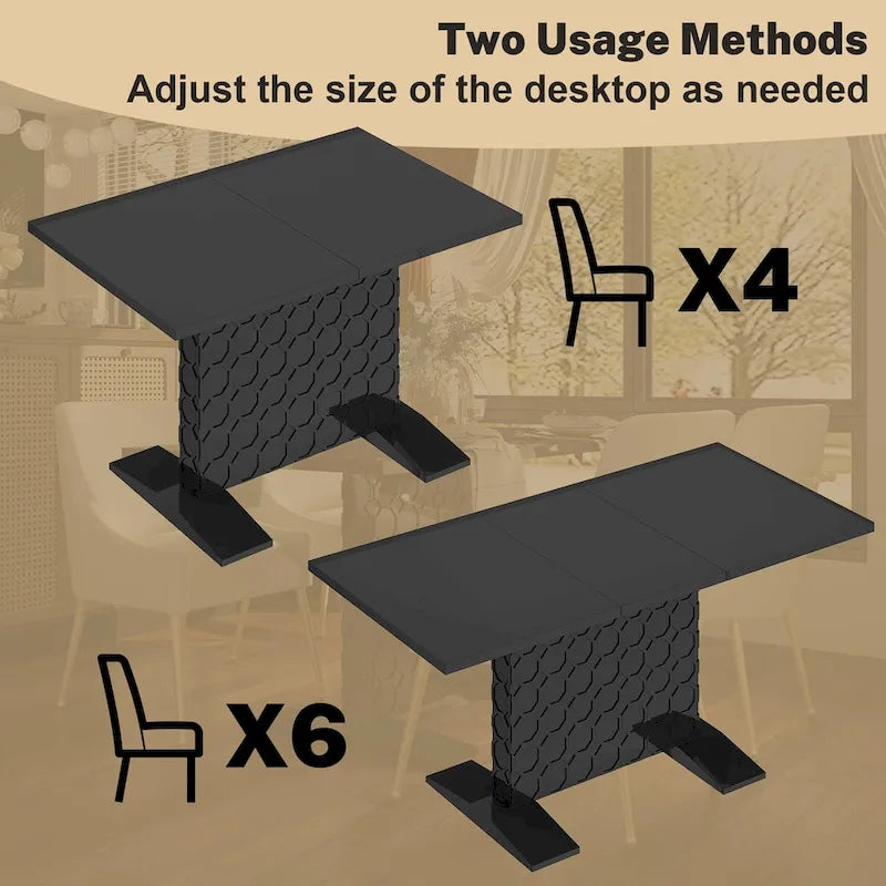 Expandable Dining Table - Seats up to 6, High-Gloss Finish