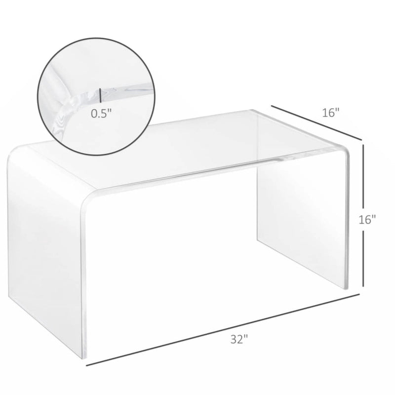 Clear Acrylic Waterfall Coffee Table - 32L x 16W x 16H, 110 lb Capacity