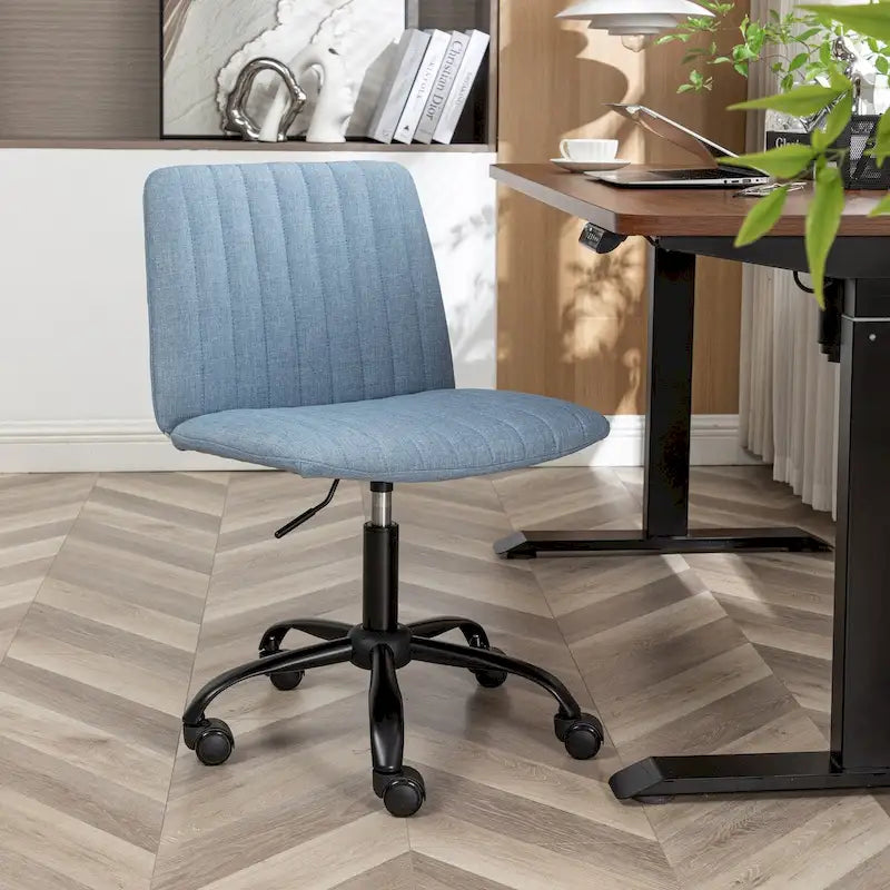 Fabric Swivel Office Chair with Height Adjustment and 5-Caster Base - Blue, Beige, or Gray