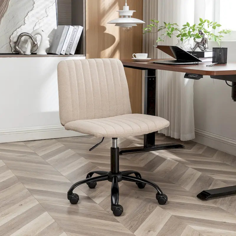 Fabric Swivel Office Chair with Height Adjustment and 5-Caster Base - Blue, Beige, or Gray