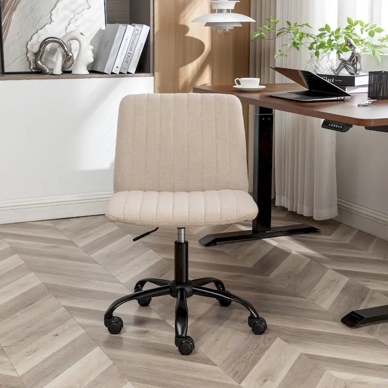 Fabric Swivel Office Chair with Height Adjustment and 5-Caster Base - Blue, Beige, or Gray