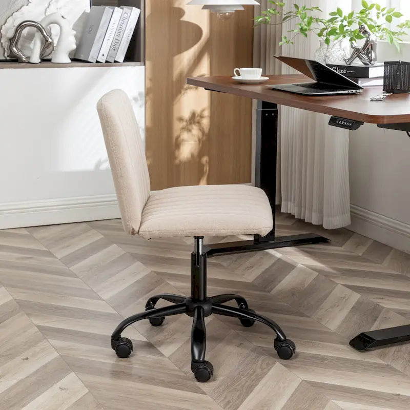 Fabric Swivel Office Chair with Height Adjustment and 5-Caster Base - Blue, Beige, or Gray
