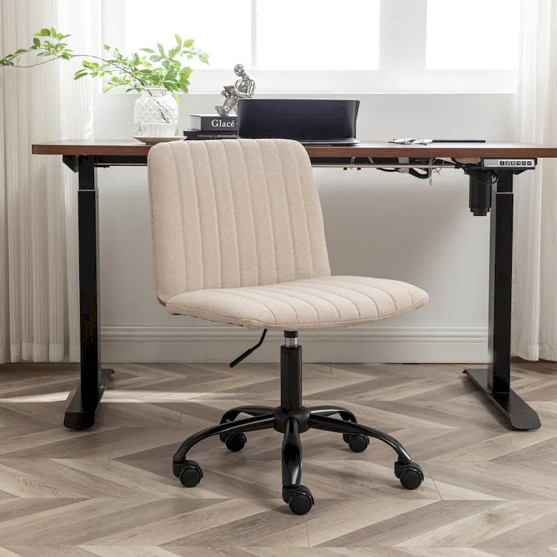 Fabric Swivel Office Chair with Height Adjustment and 5-Caster Base - Blue, Beige, or Gray