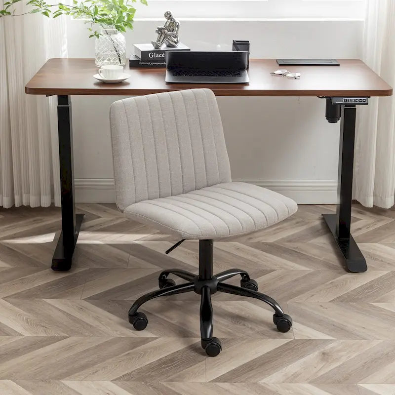 Fabric Swivel Office Chair with Height Adjustment and 5-Caster Base - Blue, Beige, or Gray