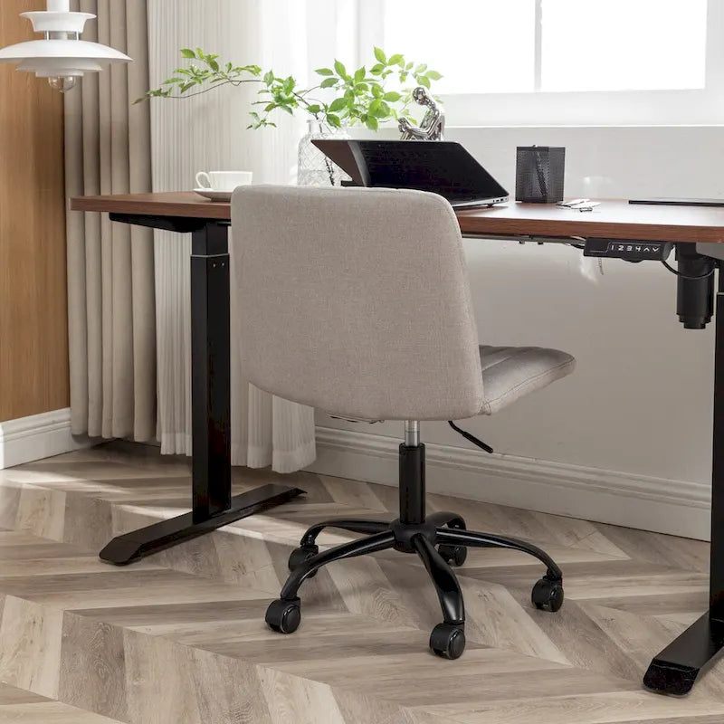 Fabric Swivel Office Chair with Height Adjustment and 5-Caster Base - Blue, Beige, or Gray
