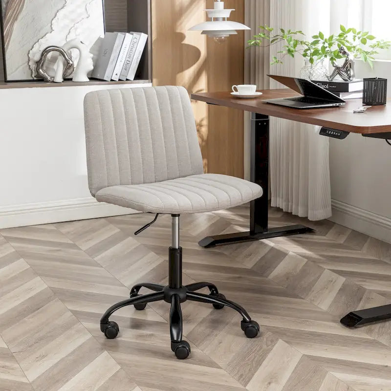 Fabric Swivel Office Chair with Height Adjustment and 5-Caster Base - Blue, Beige, or Gray