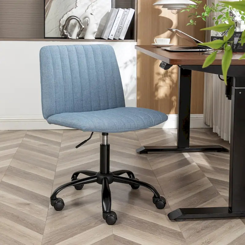 Fabric Swivel Office Chair with Height Adjustment and 5-Caster Base - Blue, Beige, or Gray