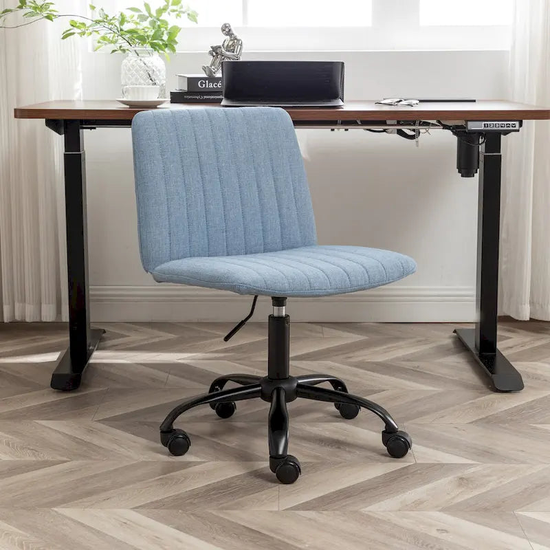 Fabric Swivel Office Chair with Height Adjustment and 5-Caster Base - Blue, Beige, or Gray
