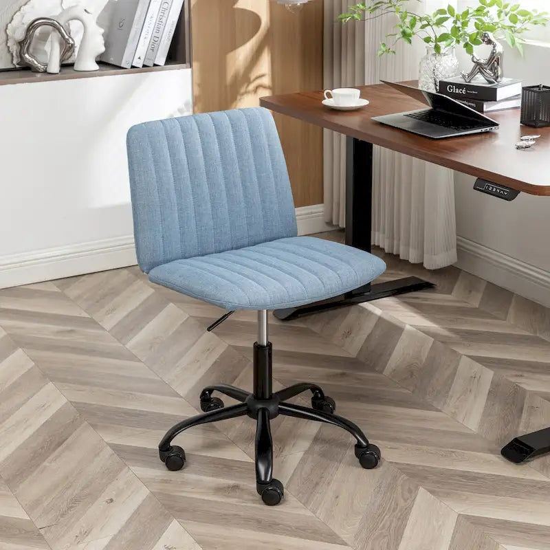 Fabric Swivel Office Chair with Height Adjustment and 5-Caster Base - Blue, Beige, or Gray