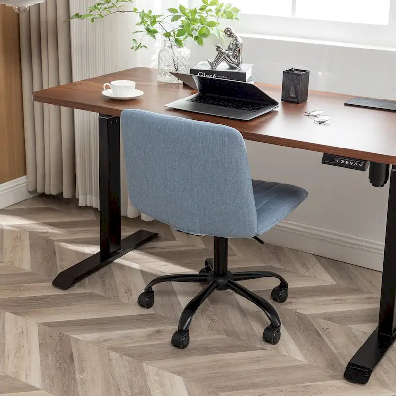Fabric Swivel Office Chair with Height Adjustment and 5-Caster Base - Blue, Beige, or Gray