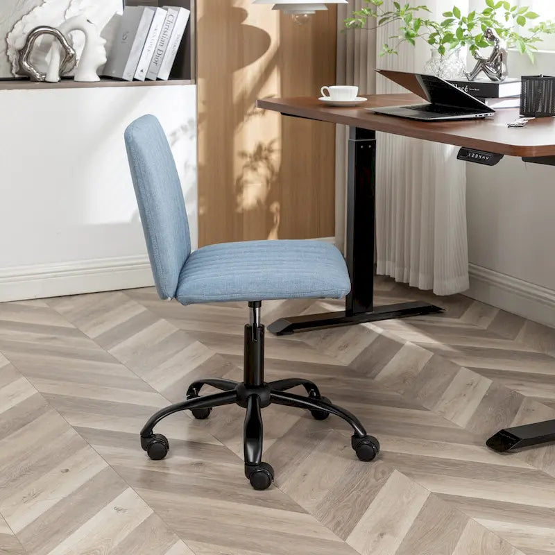 Fabric Swivel Office Chair with Height Adjustment and 5-Caster Base - Blue, Beige, or Gray