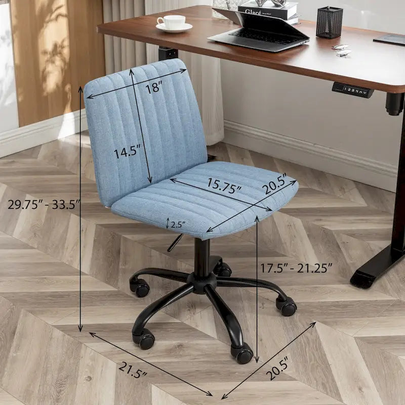 Fabric Swivel Office Chair with Height Adjustment and 5-Caster Base - Blue, Beige, or Gray