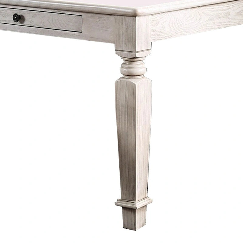 Distressed White Dining Table with 2 Drawers and Tapered Legs - 72W x 42L x 30H
