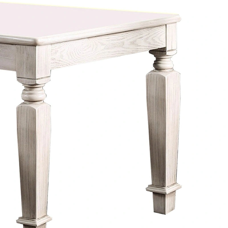 Distressed White Dining Table with 2 Drawers and Tapered Legs - 72W x 42L x 30H