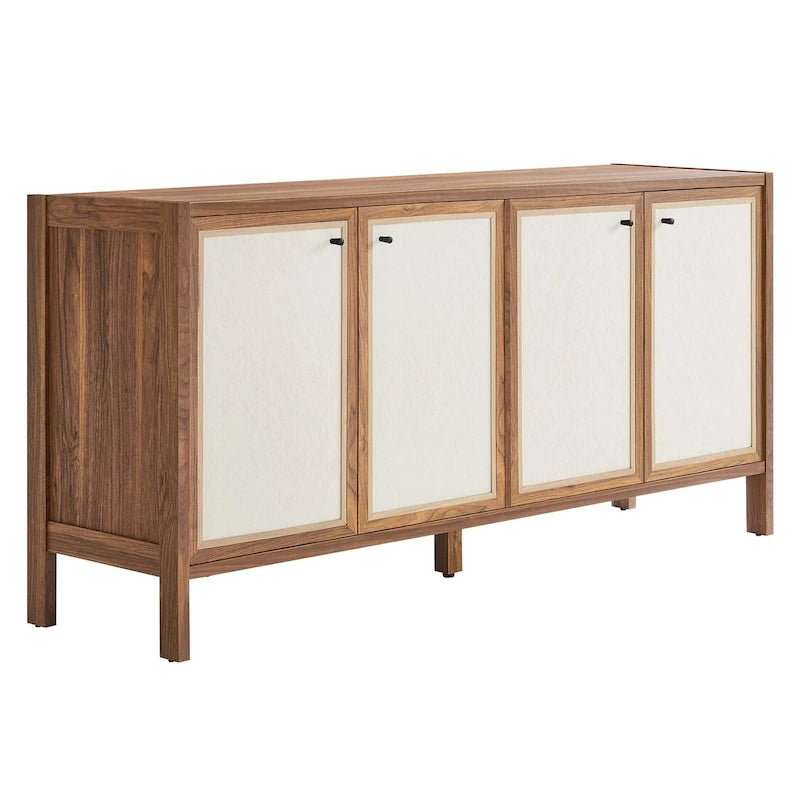 65" Wood Grain Sideboard with Linen-Textured Soft-Close Doors - 200 lb Top