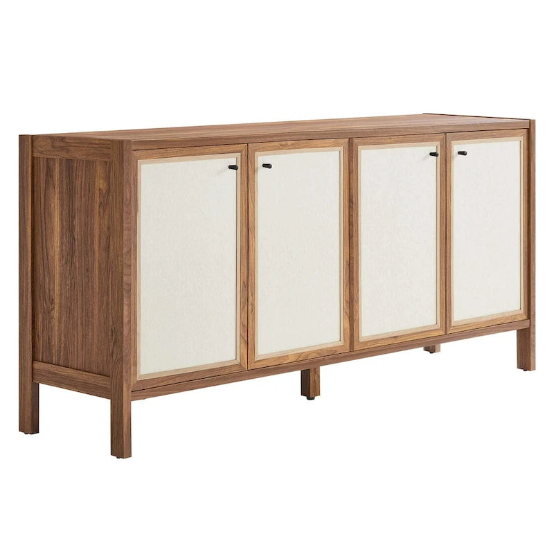 65" Wood Grain Sideboard with Linen-Textured Soft-Close Doors - 200 lb Top