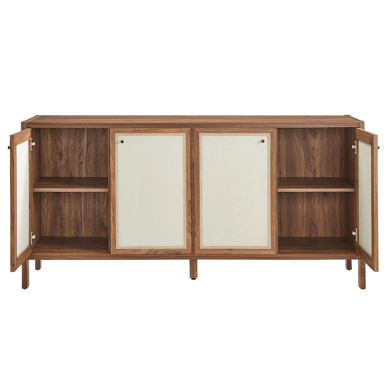65" Wood Grain Sideboard with Linen-Textured Soft-Close Doors - 200 lb Top