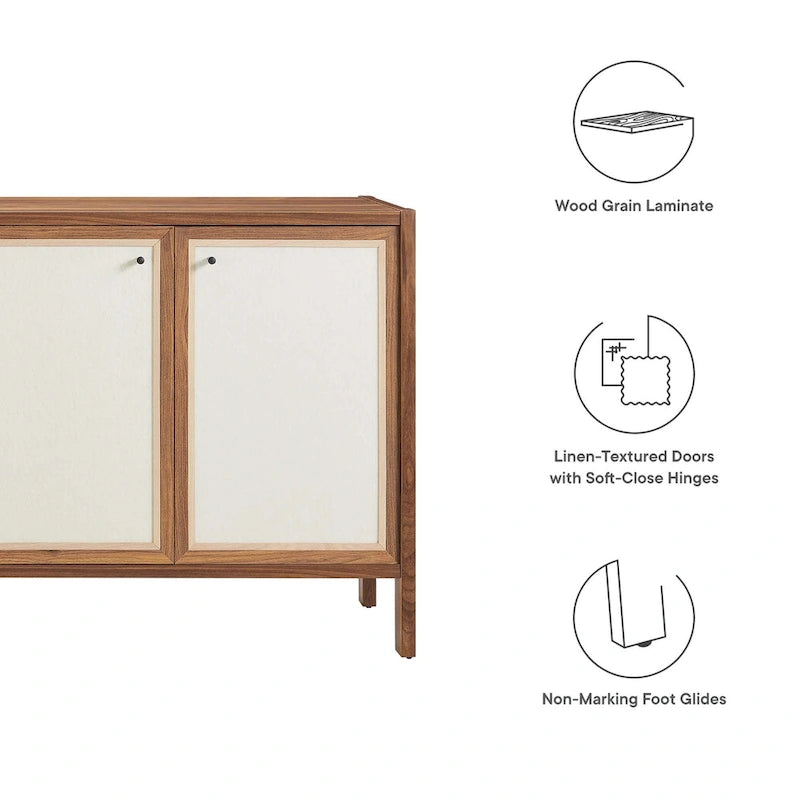 65" Wood Grain Sideboard with Linen-Textured Soft-Close Doors - 200 lb Top
