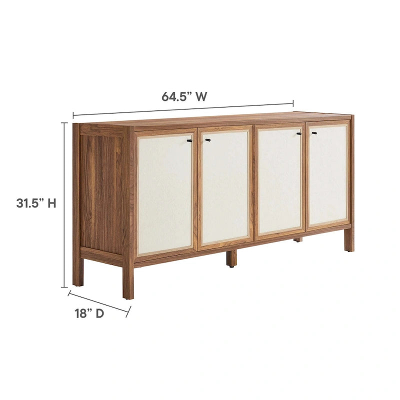 65" Wood Grain Sideboard with Linen-Textured Soft-Close Doors - 200 lb Top