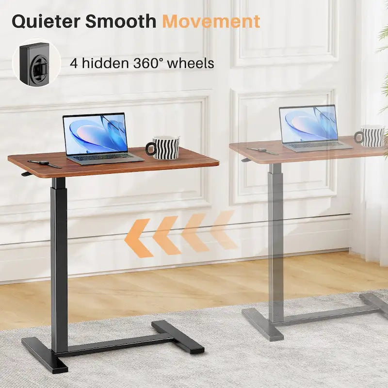 Pneumatic Height-Adjustable Rolling Standing Desk - 27.6W x 15.7D x 29-43H