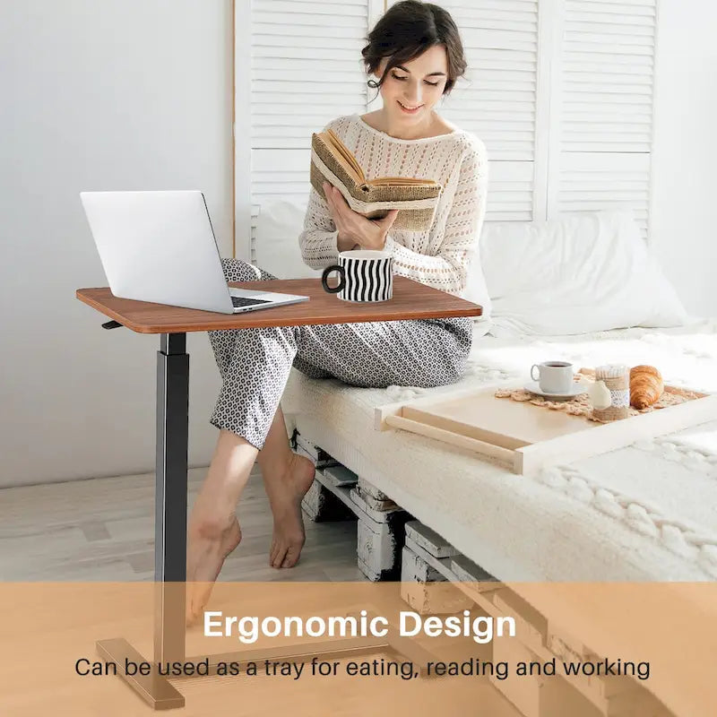 Pneumatic Height-Adjustable Rolling Standing Desk - 27.6W x 15.7D x 29-43H