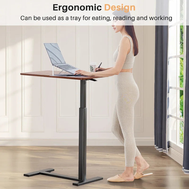 Pneumatic Height-Adjustable Rolling Standing Desk - 27.6W x 15.7D x 29-43H