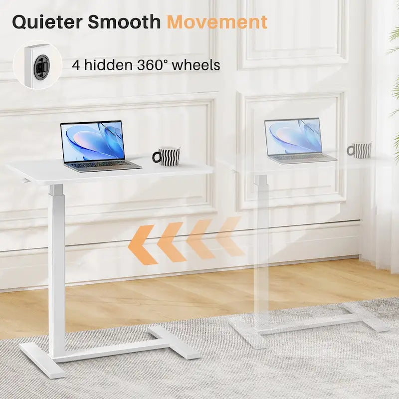 Pneumatic Height-Adjustable Rolling Standing Desk - 27.6W x 15.7D x 29-43H