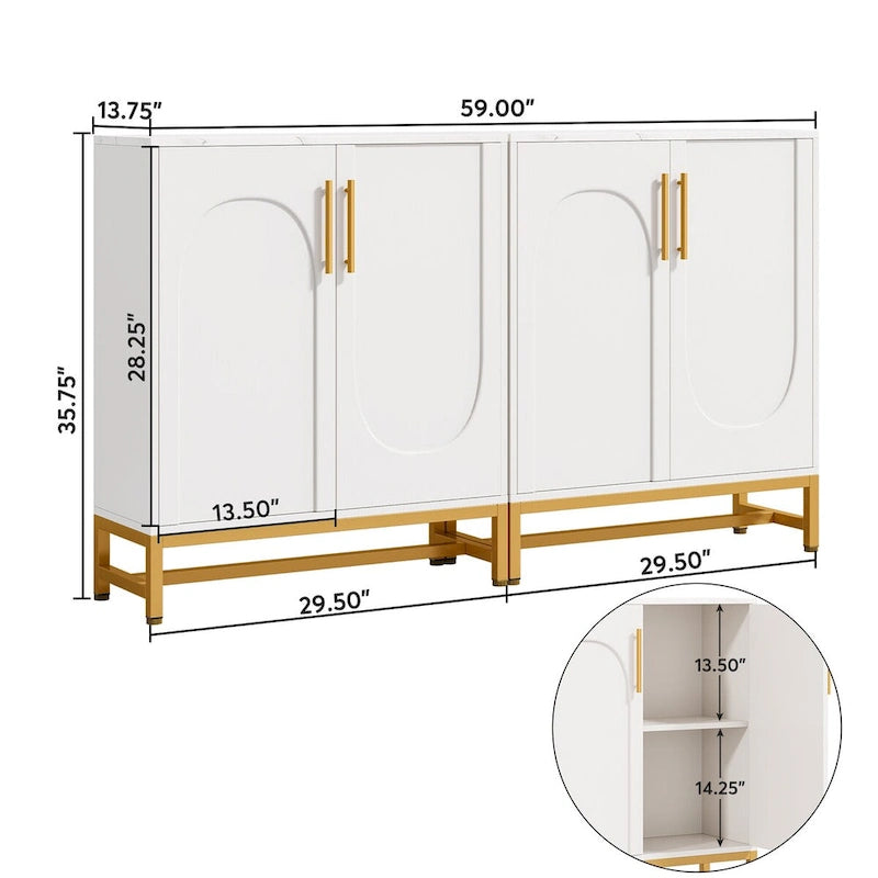 Modern 4-Door Sideboard Buffet Cabinet with Adjustable Shelves and Metal Frame