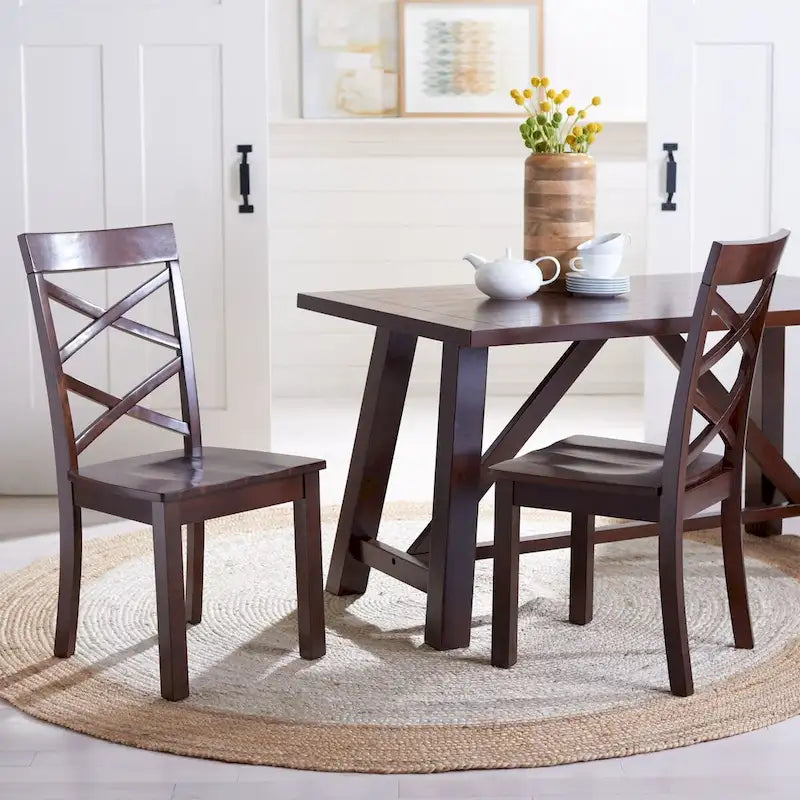 Acacia Wood Rectangle Dining Table - Rustic Finish with Splayed Legs, 57W x 36D x 30H