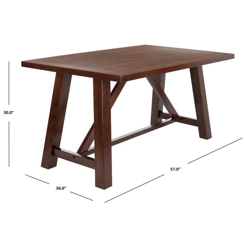 Acacia Wood Rectangle Dining Table - Rustic Finish with Splayed Legs, 57W x 36D x 30H